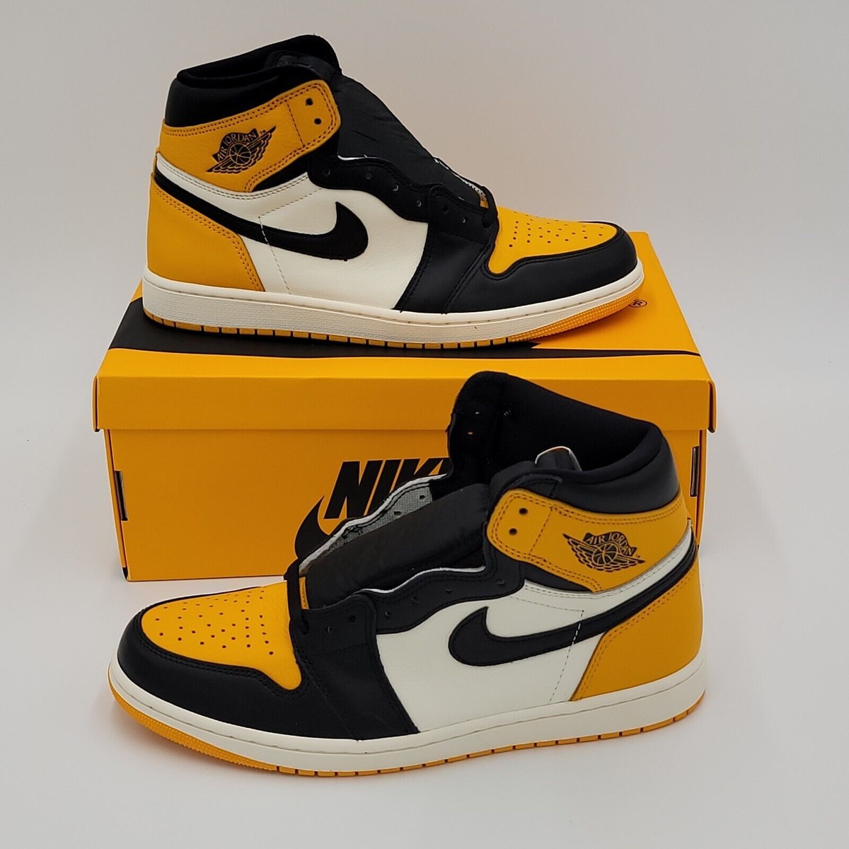 2022 Nike Air Jordan 1 Retro High OG Taxi Yellow Toe 4-14 Black