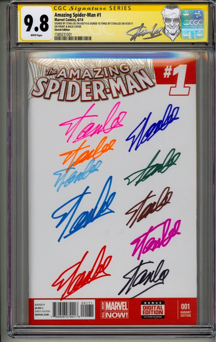 💥AMAZING SPIDER-MAN #1 CGC SS 9.8 STAN LEE SIGNED 11x IN COLORED
