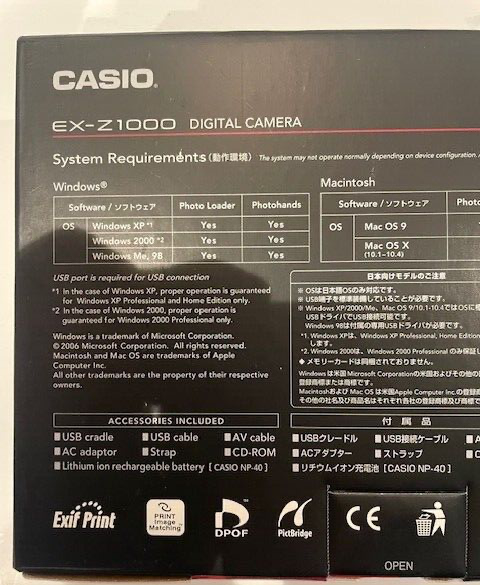 Casio EXILIM EX-Z1000 Digital 10.1mp 3x optical Silver Brand New