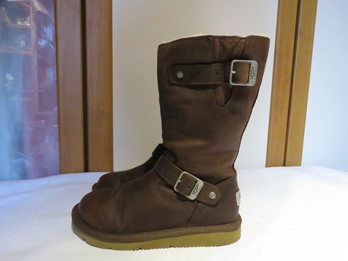 UGG® AUSTRALIA KENSINGTON 5678 TOAST LEATHER PULL ON BOOTS UK 4.5