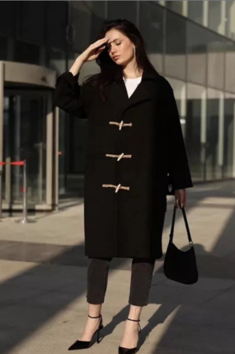 ZARA WOOL BLEND COAT WITH TOGGLES LIMITED EDITION BLACK NEW SIZE M