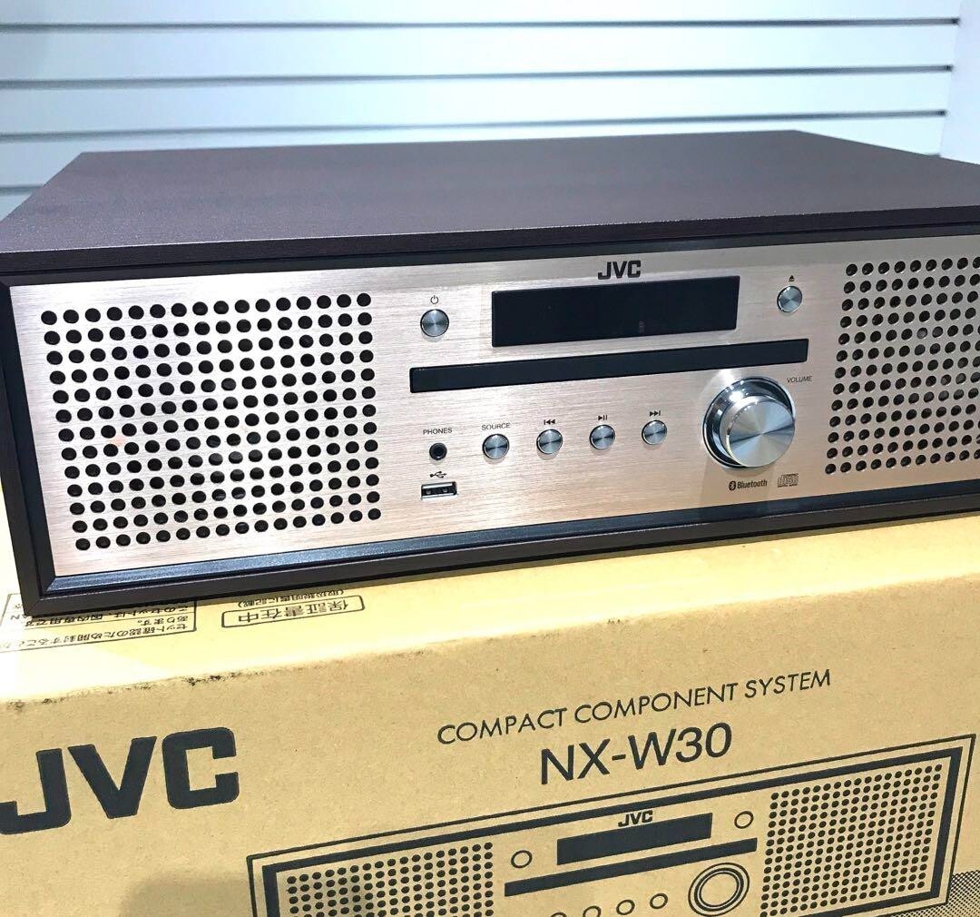 JVC NX-W30 Compact Stereo System Bluetooth Walnut Wood Cabinet CD