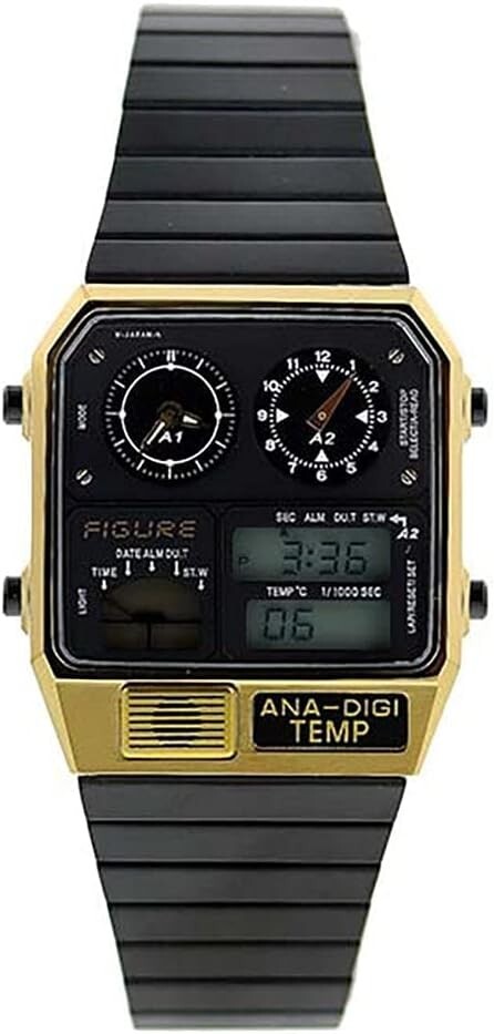 CITIZEN FIGURE ANA DIGI TEMP WATCH black gold Japan TICTAC Limited