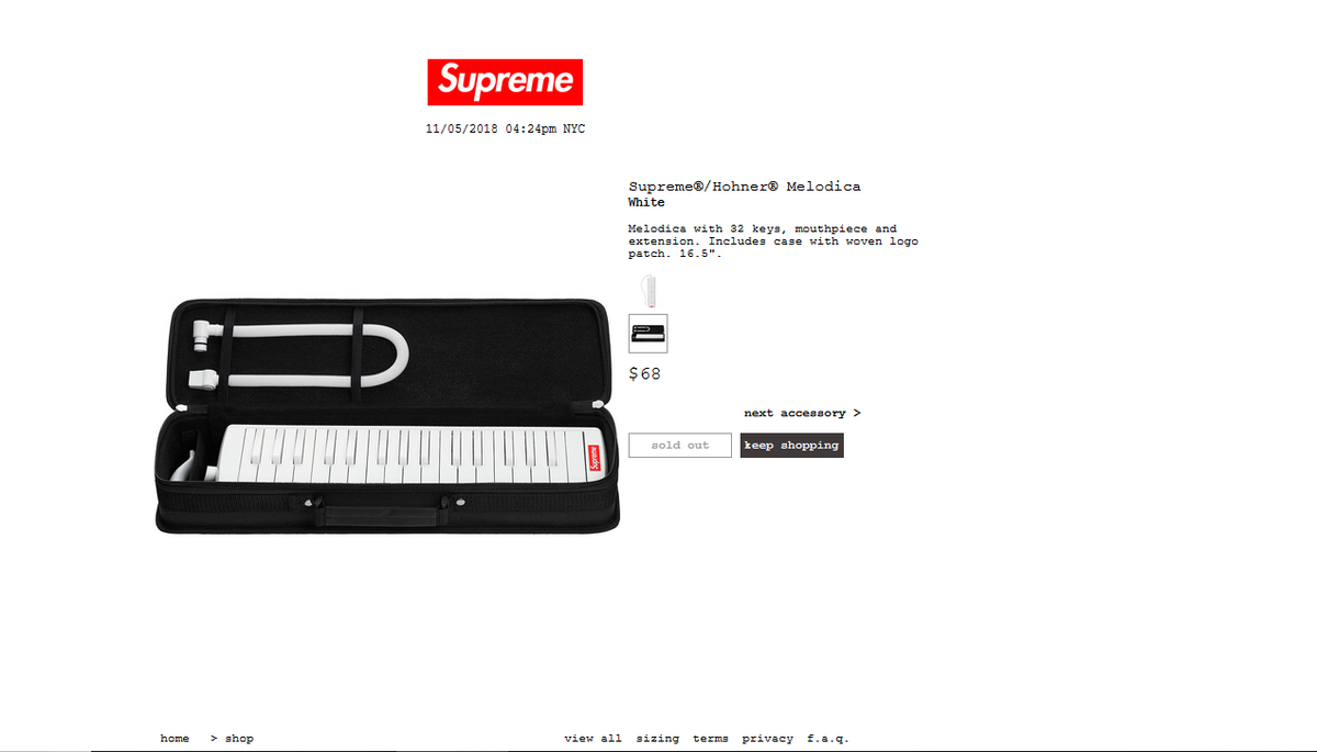 Supreme®/Hohner® Melodica (Wind Keyboard) FW18 2018 LIMITED