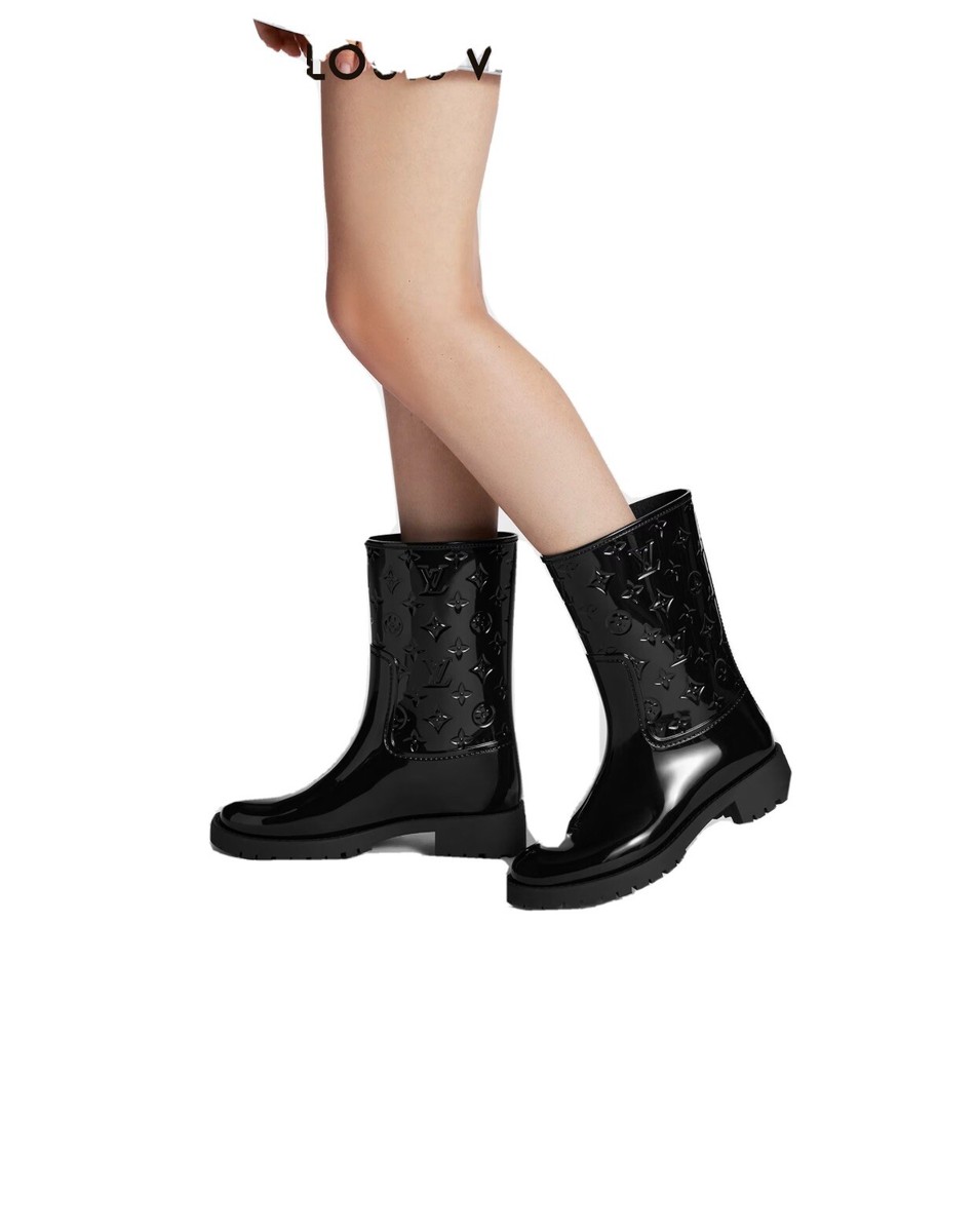 $850 Louis Vuitton Black Logo LV Patent Rubber Rain-boots 39 | eBay