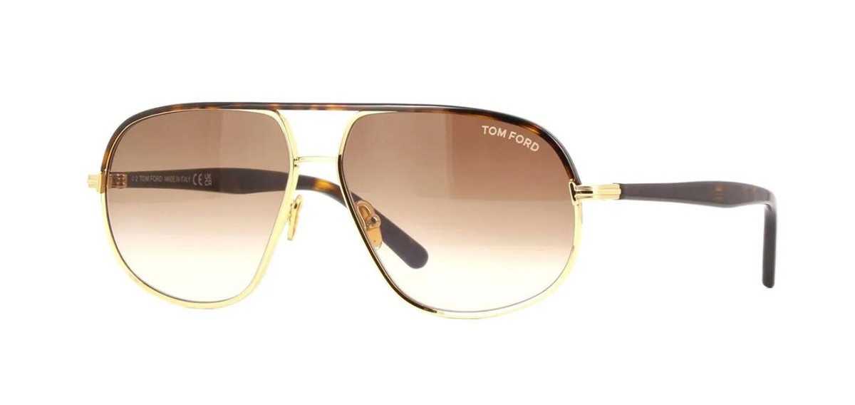 Tom Ford MAXWELL FT 1019 Shiny Gold Havana/Brown Shaded (30F