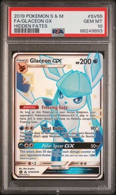 2019 Pokemon Sun & Moon: Hidden Fates Shiny Vault Glaceon GX #SV55