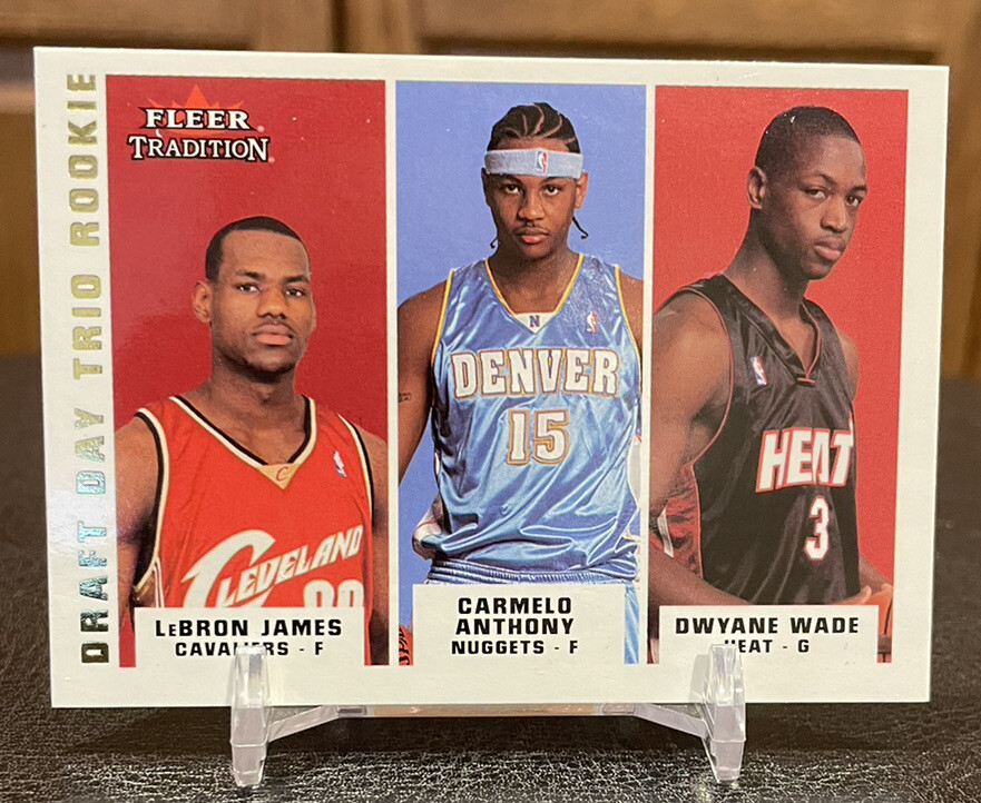 2003-04 Fleer Draft Day Trio RC LeBron James Dwyane Wade Carmelo