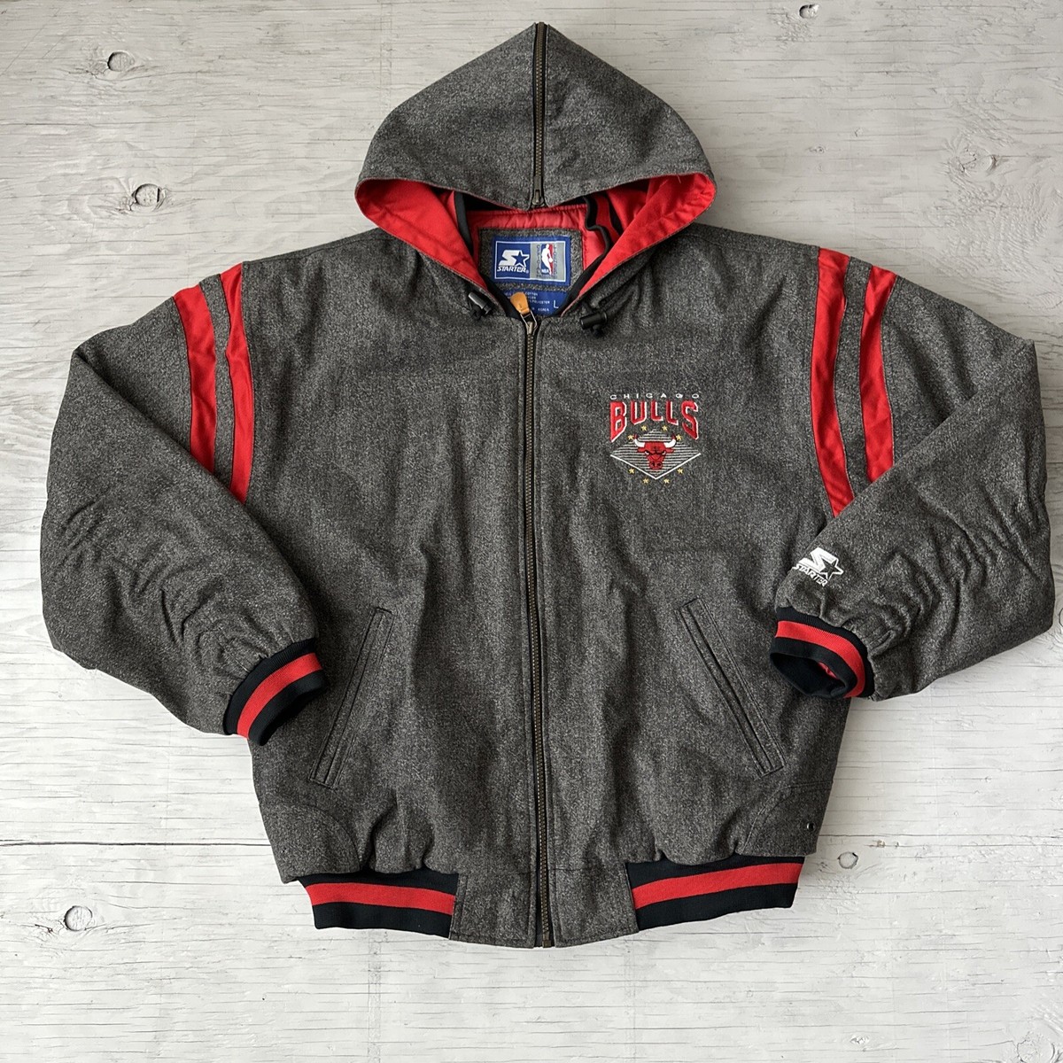 RERE! Vintage 90s NBA Starter Chicago Bulls Full Zip Jacket Size