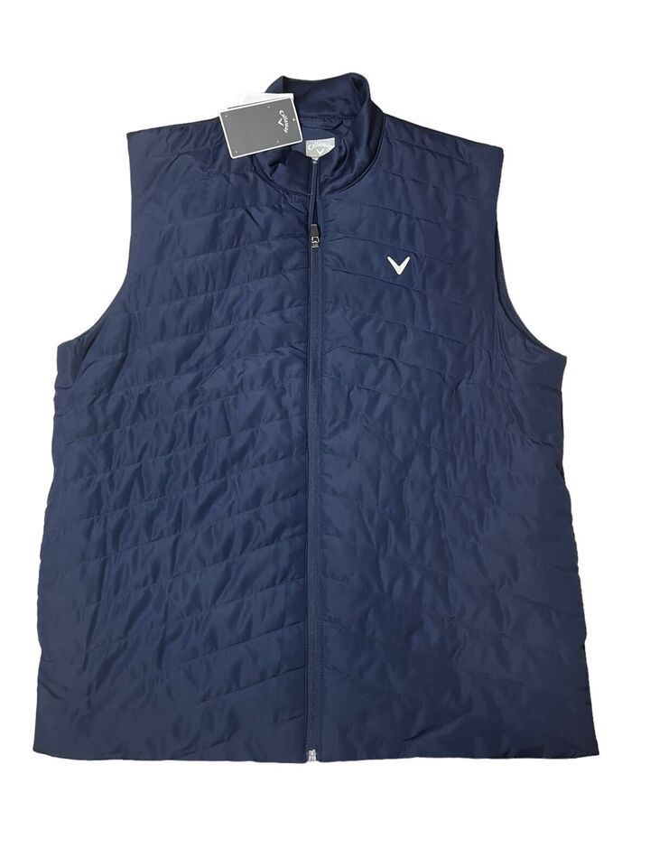 NEW Callaway Quilted Vest Men's Navy Blue Golf Full Zip CGVFD0D5BC
