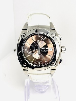 Seiko Sportura 7T92 Diamond Chronograph White Dial Sapphire