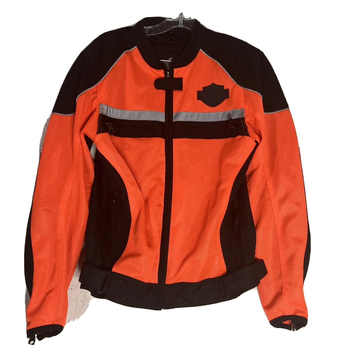 Harley Davidson Jacket Small Black Orange Mesh Reflective Armor