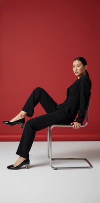 MIU MIU EMBELLISHED JEWELED CRYSTAL HEEL BLACK PATENT LEATHER