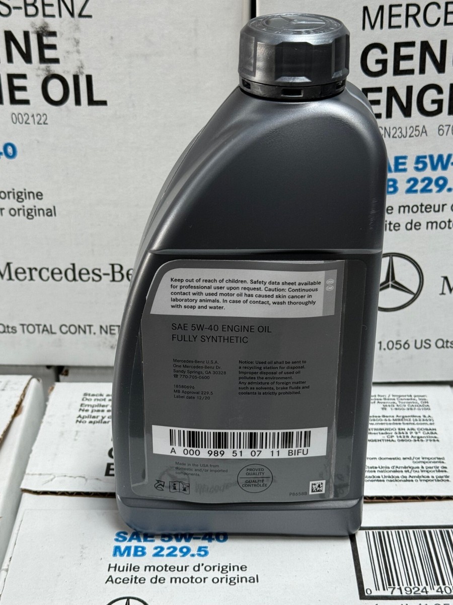 Genuine Mercedes-Benz Engine Oil 5W-40 Synthetic 1L 1.056 Quart