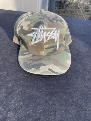 Vintage Stussy Camo Hat 90's Snapback Adjustable Back Stussy Capz