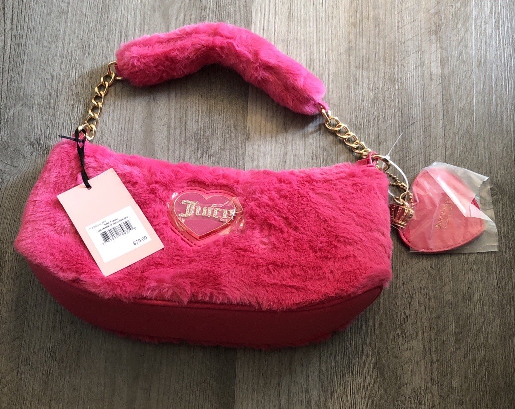 Juicy Couture Pink Flash Faux Fur Juicy Warm Up Shoulder Bag + Bag