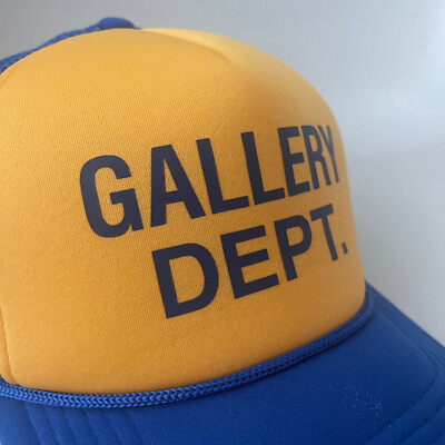 GALLERY DEPT. GD Logo 6-Panel Trucker Cap Hat Blue Yellow