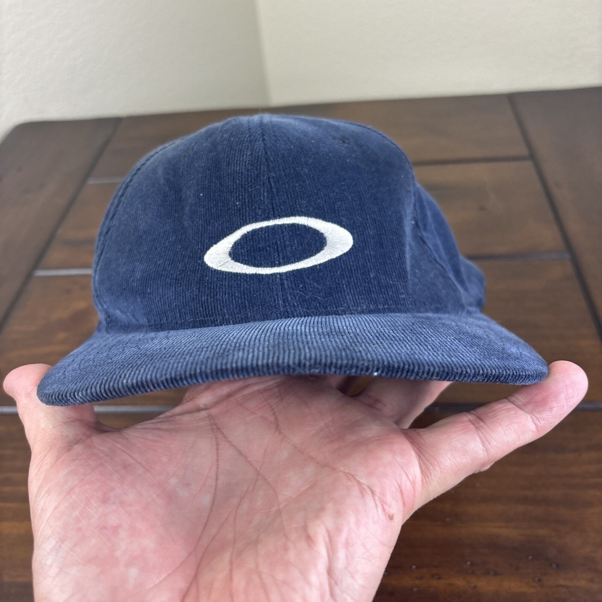 Vintage Oakley Software Corduroy Fitted Hat Cap Navy Blue Small