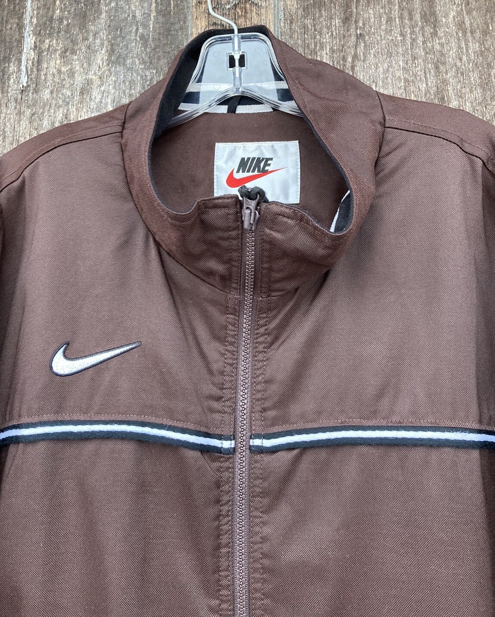 Vintage 90s Nike Team Sports Men's Brown Full Zip Heavy Nylon