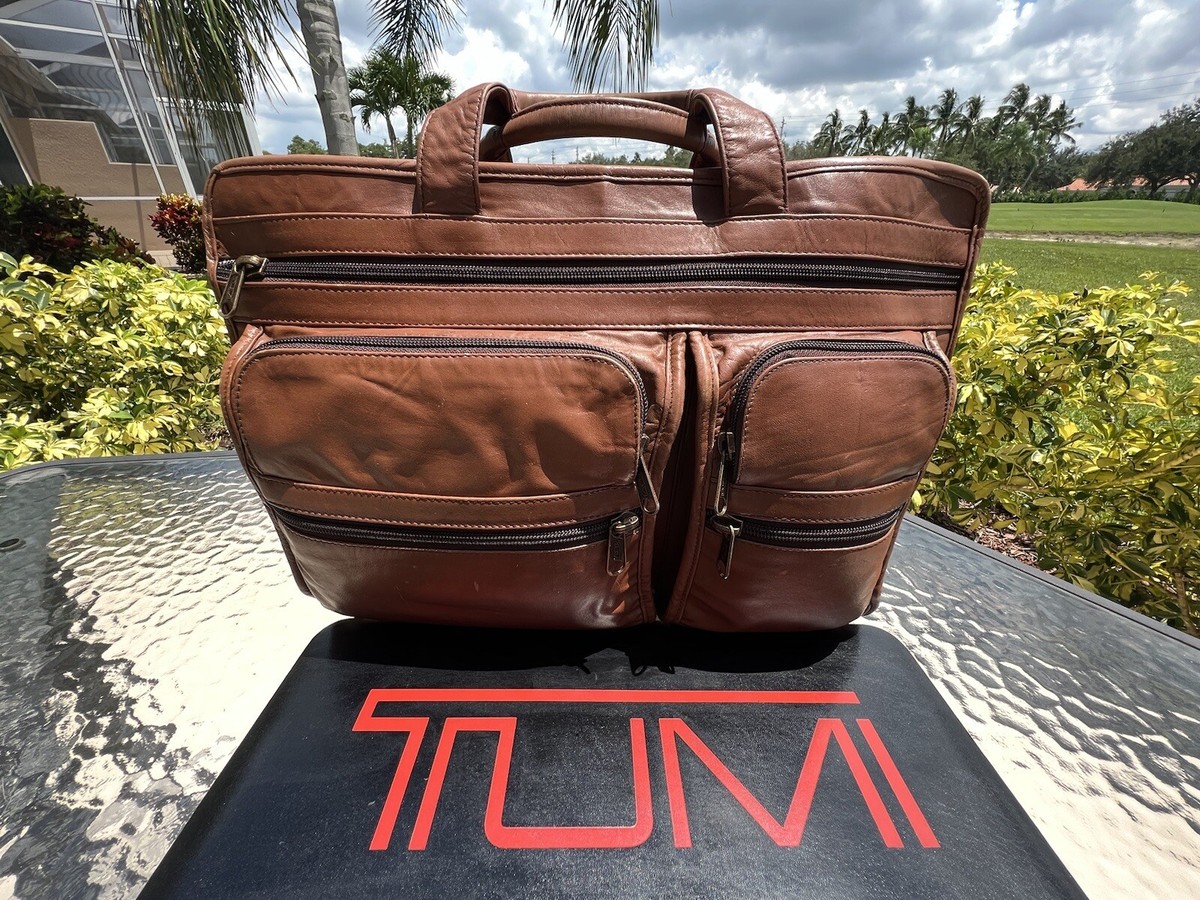 Tumi Alpha Ultra Rare Vintage Brown Leather Briefcase Laptop Bag 2