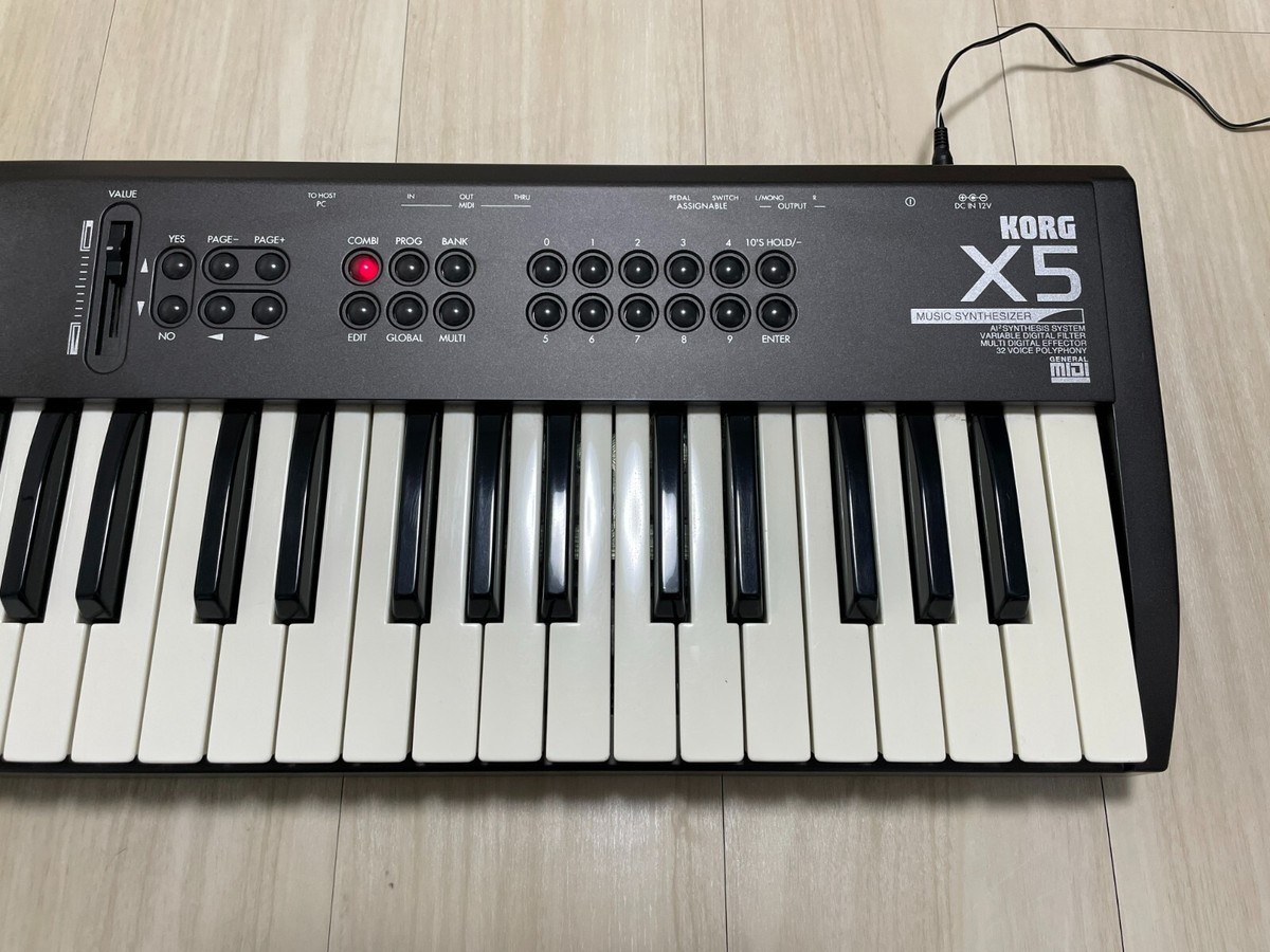 Korg X5 61-Key Keyboard Synthesizer with Adapter Used from Japan