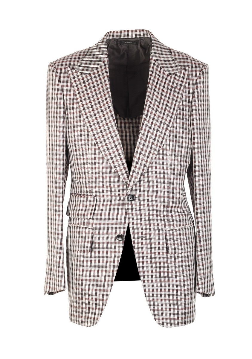 TOM FORD Atticus Brown Checked Suit Size 46 / 36R U.S. New With