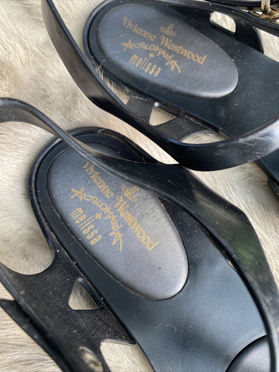 Vivienne Westwood + Melissa Sandals Girls Size 3 Black Glitter