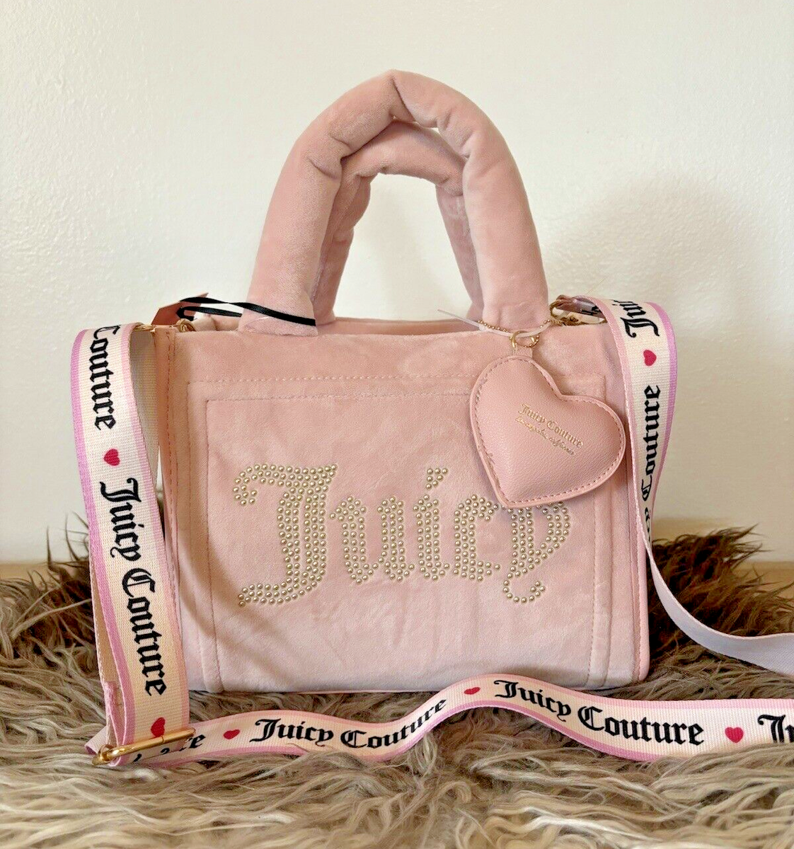 Juicy Couture Bag Extra Spender Mini Tote Velvet Satchel - Pink
