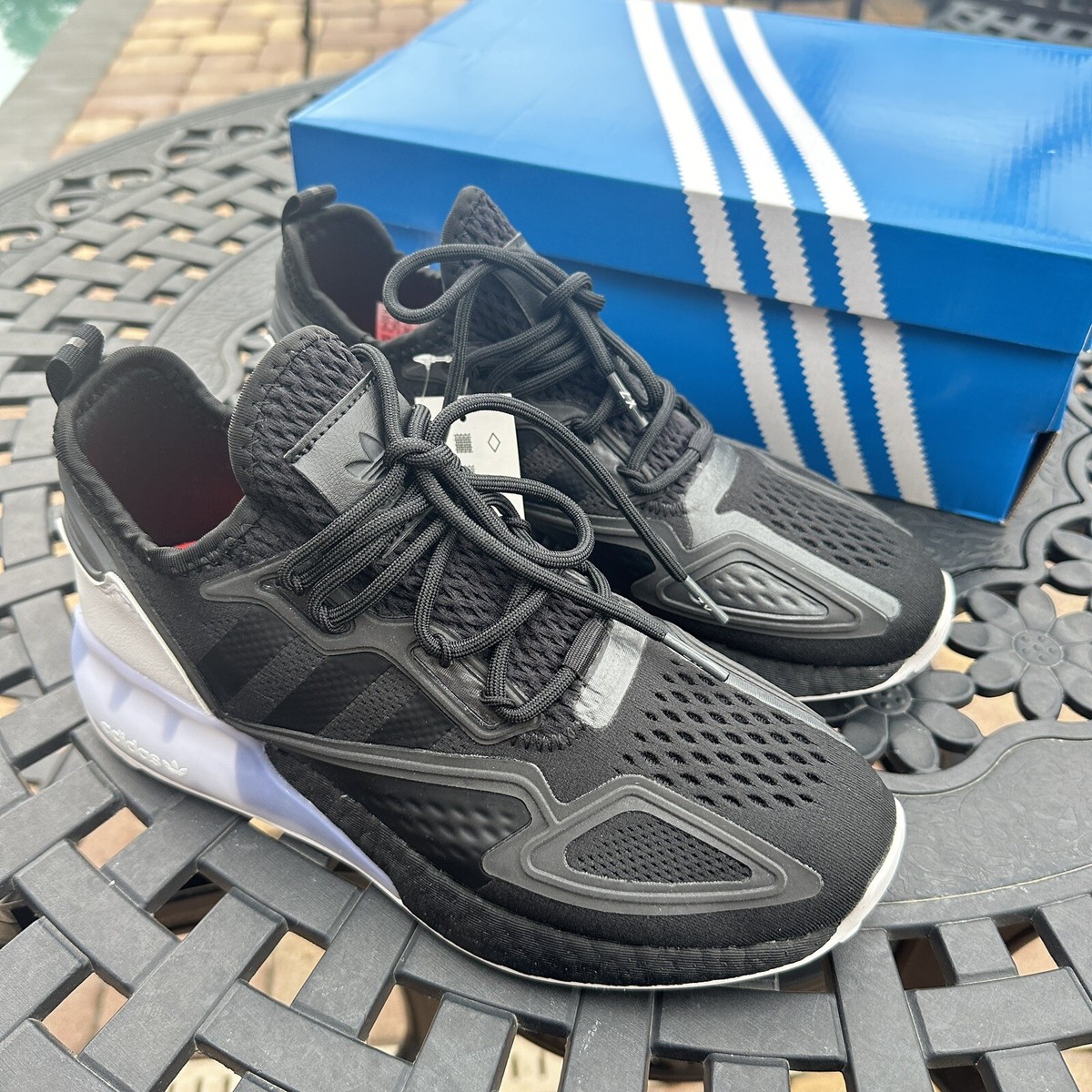 Adidas ZX 2K Boost J Black White Big Kid's Athletic Shoes FZ2948