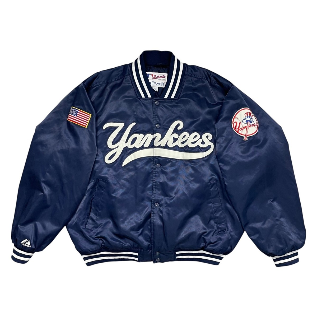 VTG 90s MLB NEW YORK YANKEES MAJESTIC AUTHENTIC SATIN BOMBER