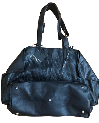 Laura Di Maggio Black Leather Tote Handbag Designer Made in Italy