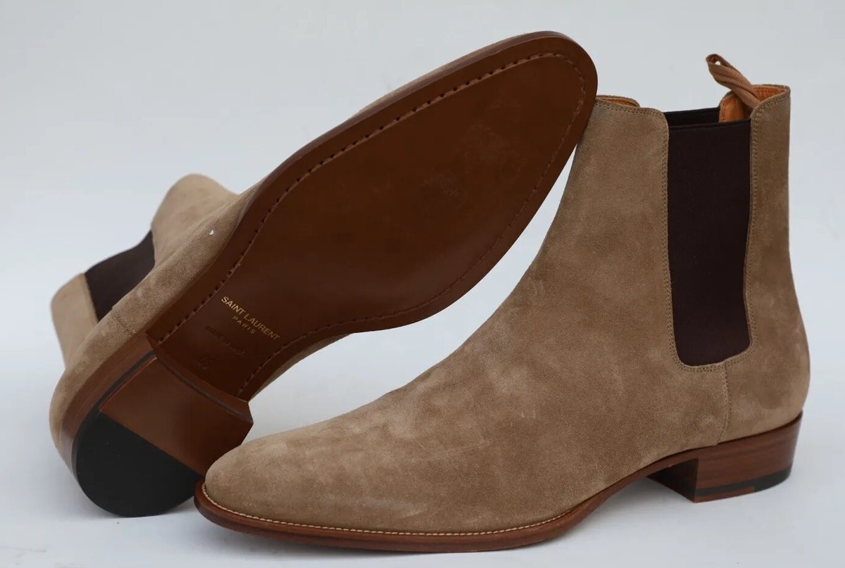 Saint Laurent Wyatt Chelsea Boots Size 45/ US 12 in Sigaro Brown