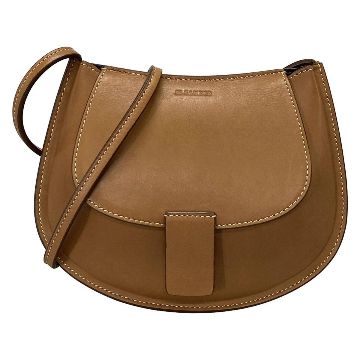 Auth JIL SANDER crescent mini - Brown Leather Shoulder Bag | eBay