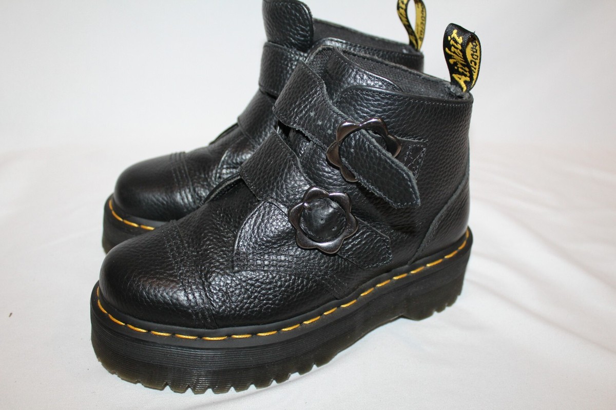 NEW Dr Doc Martens DEVON HEART Leather Platform Buckle Boots