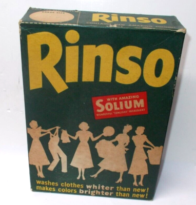 Vintage 1940's Lever Bros Rinso Solium Powdered Laundry Detergent