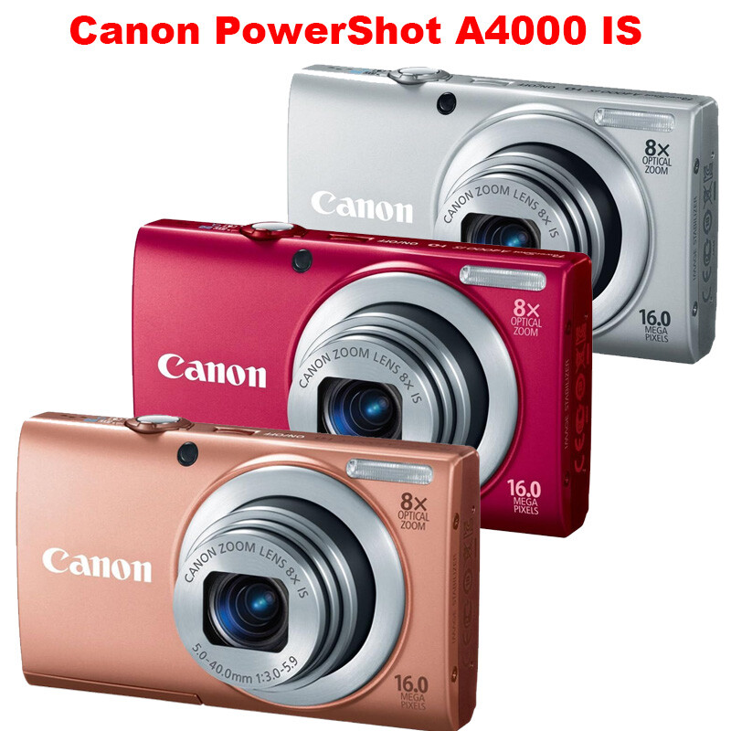 Canon PowerShot A4000 IS 16.0MP 8x zoom Digital Camera Pink/Silver