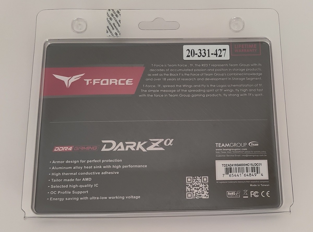 Team T-FORCE DARK Za 16GB (2 x 8GB) DDR4 4000 CL18 1.35V