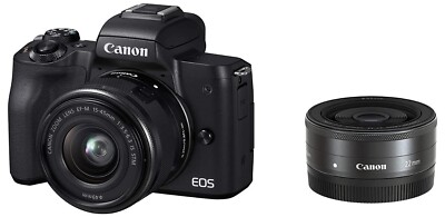 Canon Mirrorless SLR Camera EOS Kiss M Double Lens Kit Black