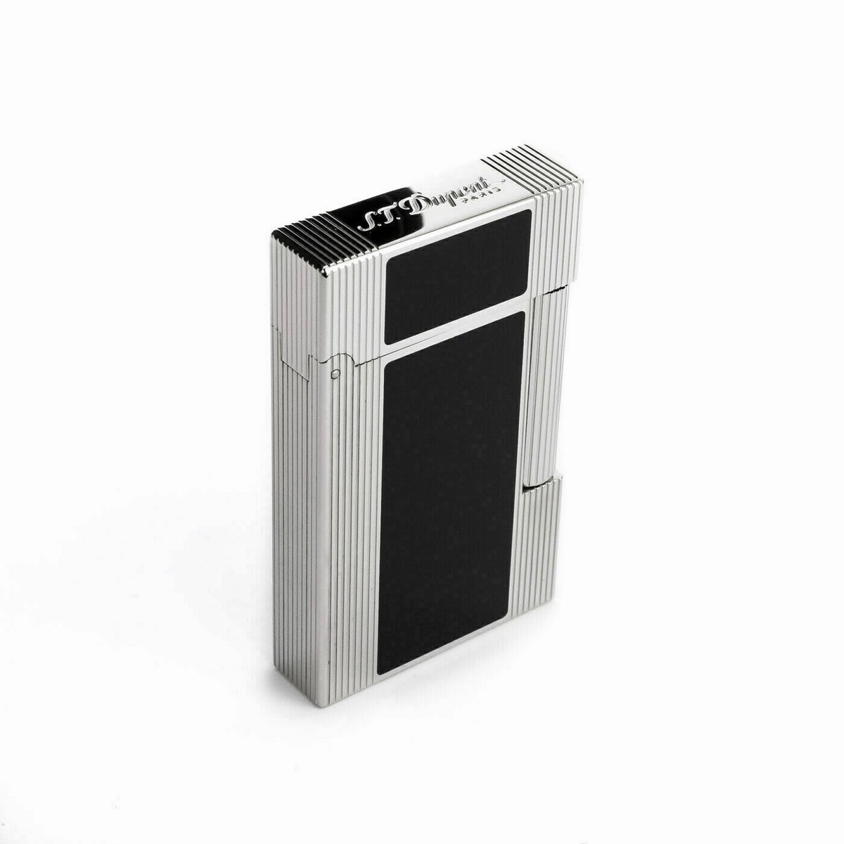 S.T. Dupont Line 2, Palladium & Black Lacquer Lighter, 016380