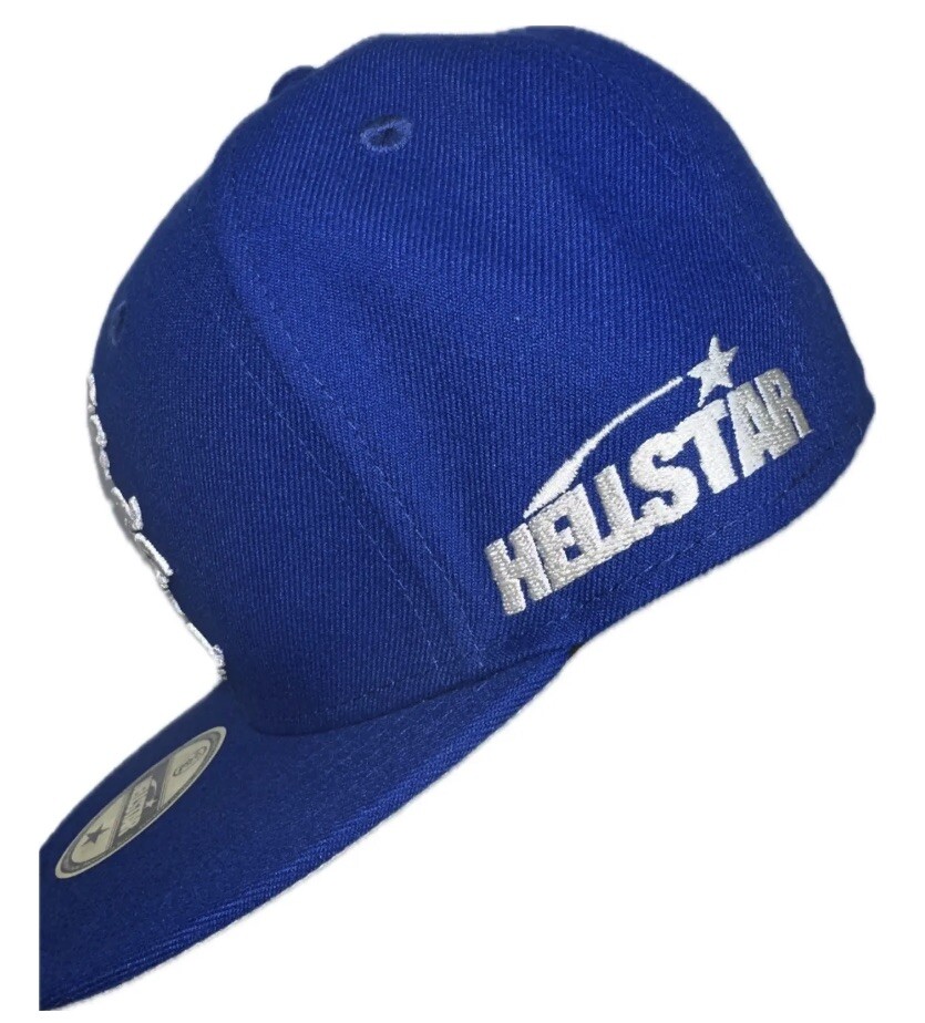 BRAND NEW HELLSTAR BASEBALL HAT FITTED BLUE/WHITE - HYPETREASURES