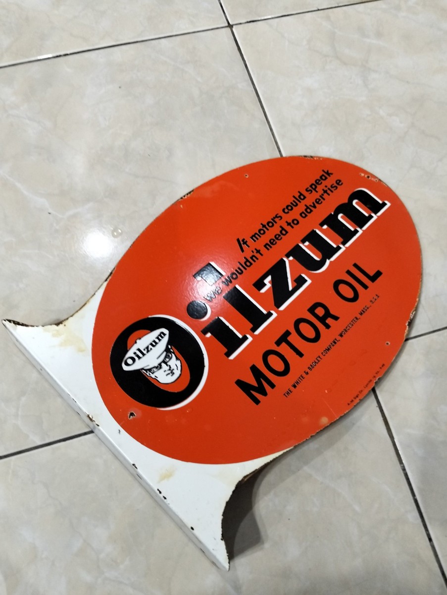 Antique Rare OILZUM Double-Sided Metal Flange Sign Rare | eBay