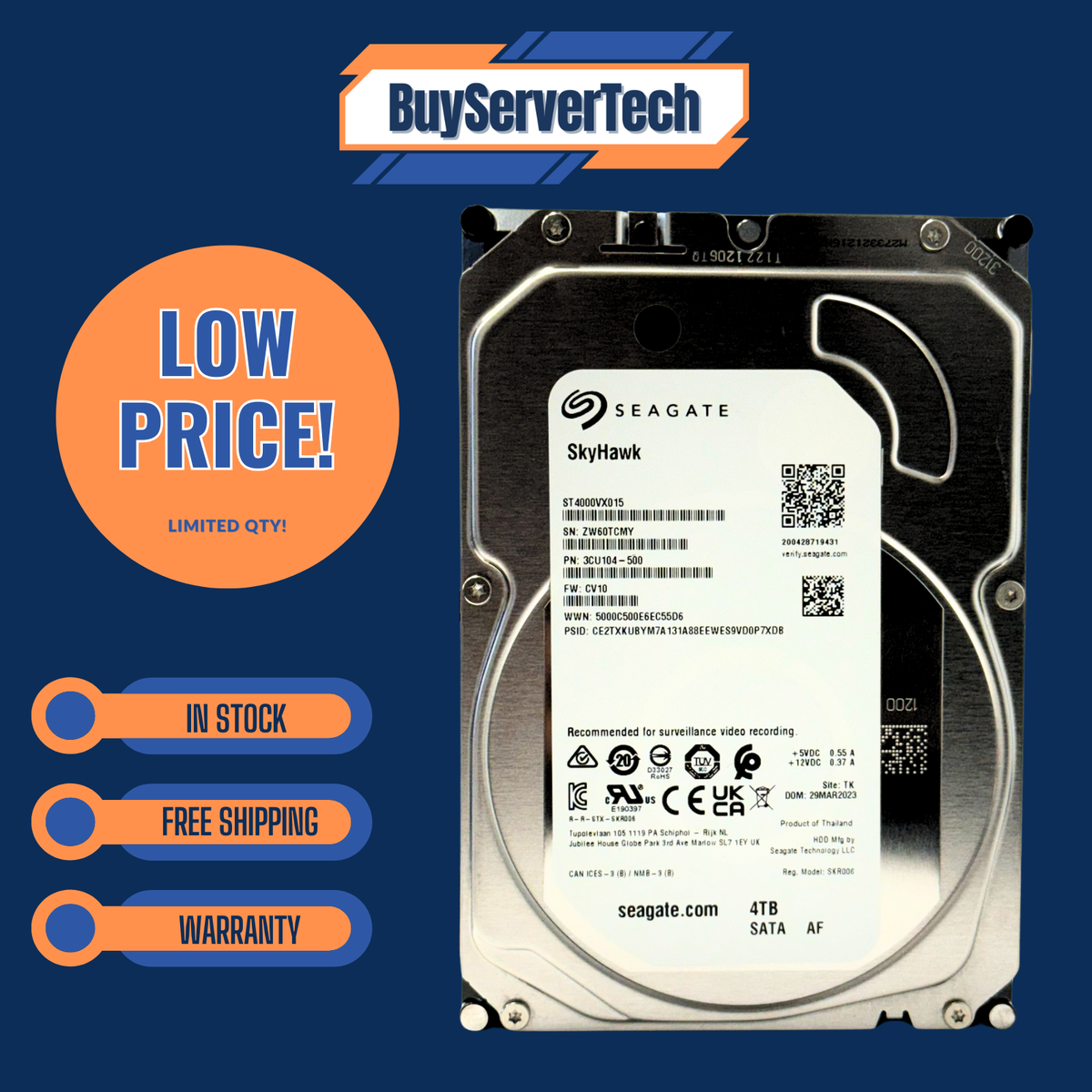 Seagate ST4000VX015 4TB 5400RPM 3.5