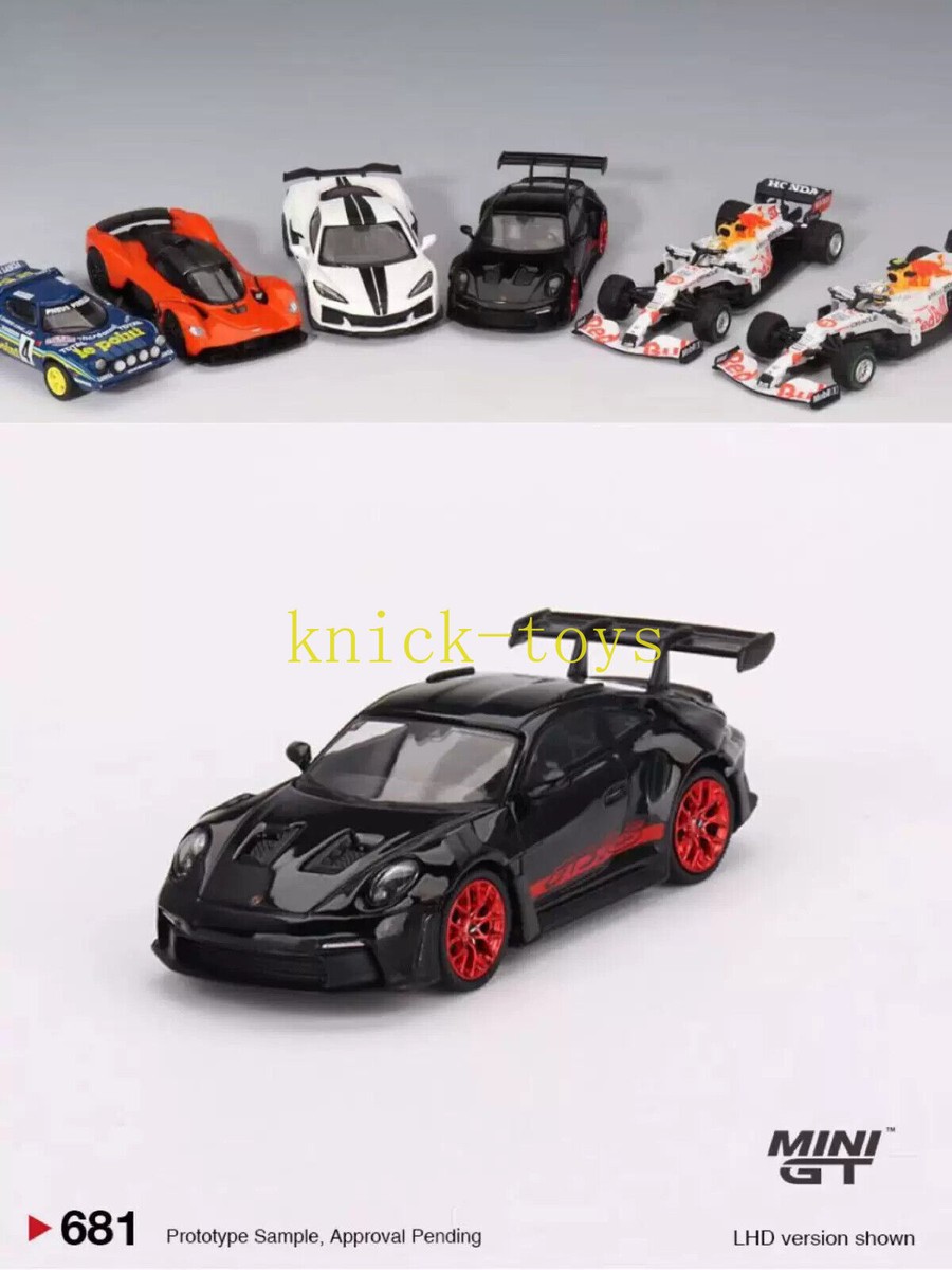 MINI GT 1:64 911 (992) GT3 RS Black with Pyro Red Diecast Model