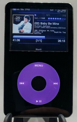 Custom Black & Purple 256GB SSD Apple iPod Classic Video 5th Gen