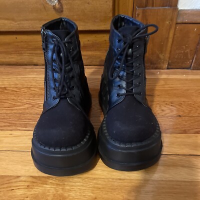 Black 90s Platform Shoes Sneaker Boots Stomp Goth Punk Womans