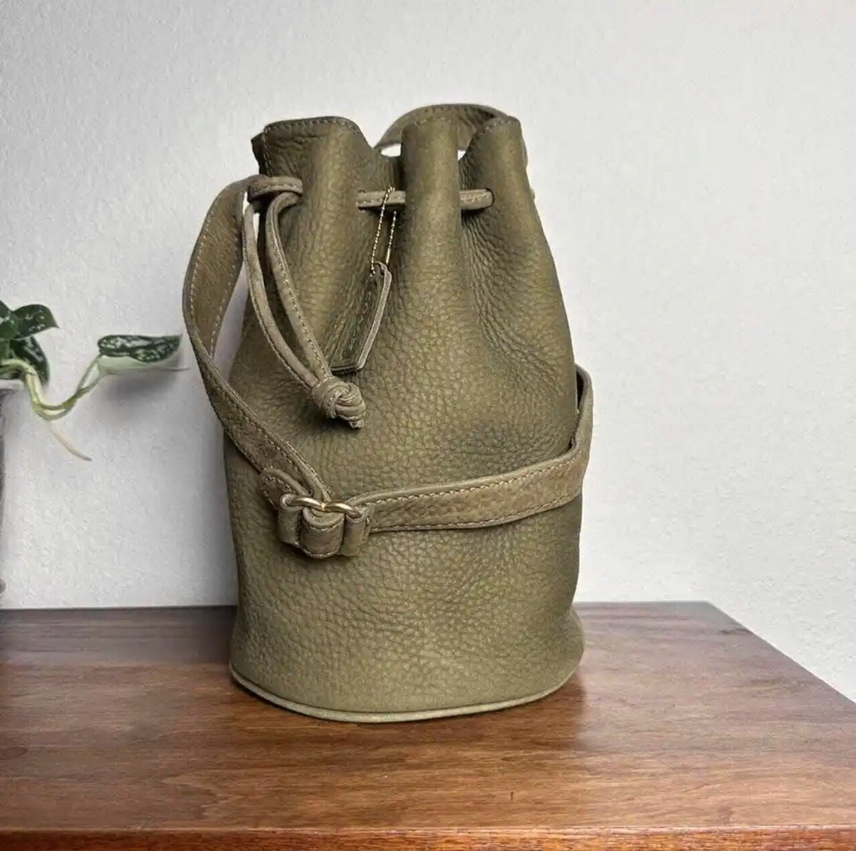 Vintage 90s dark green coach bag 4931, drawstring bucket bag | eBay