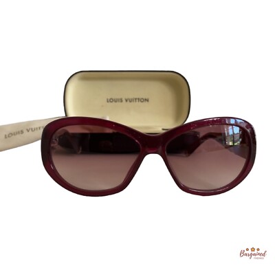 Authentic LOUIS VUITTON Burgundy Acetate Iris Rhinestone Oval