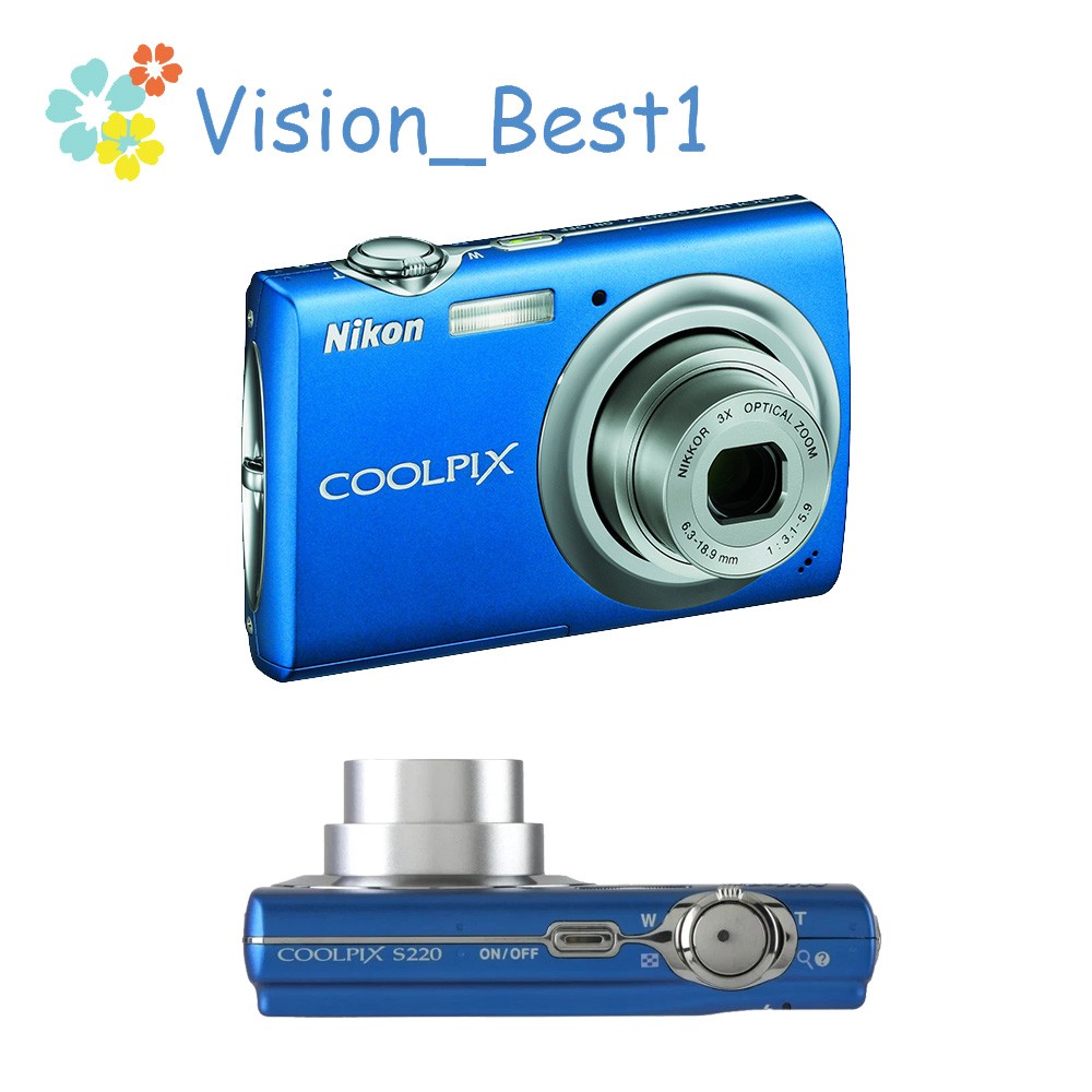 Nikon COOLPIX S220 Digital Camera 10.0MP Auto Focus Blue