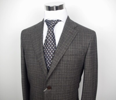 NWT MICHELANGELO NAPOLI ISAIA SUIT BROWN-GRAY GLEN PLAID WOOL