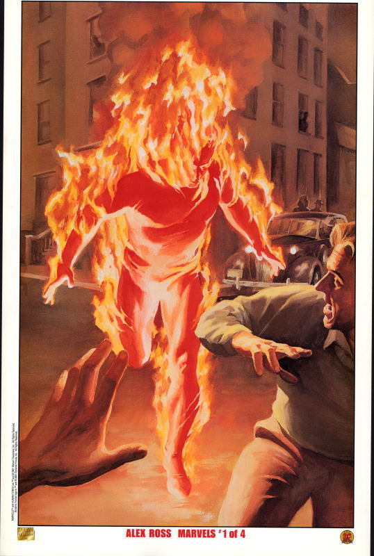 Alex Ross Marvels PRINT #1 - HUMAN TORCH Dynamic Forces Fantastic